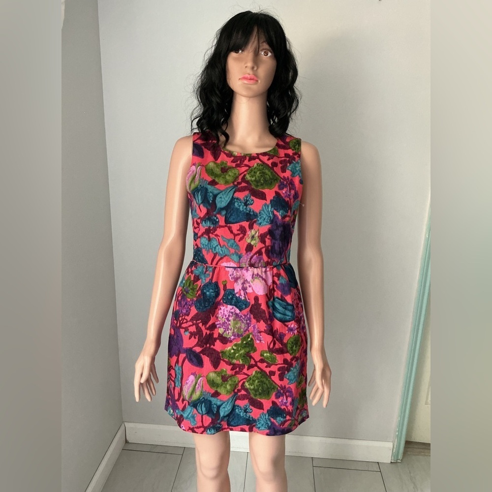 J. Crew Pink and Blue Floral Mini Dress Sz 2